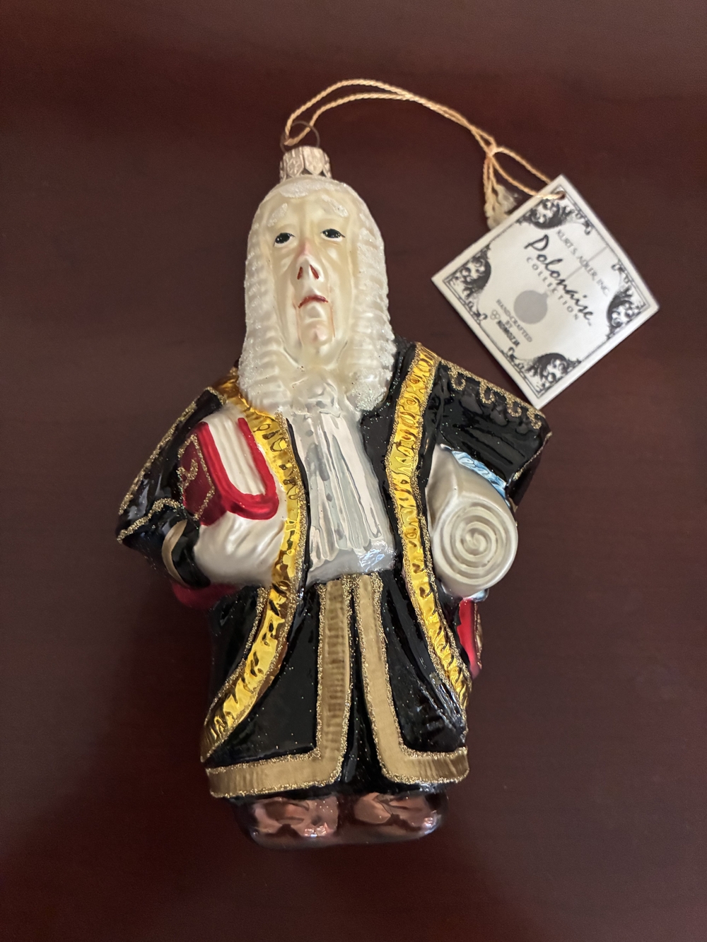 The Barrister" glass ornament from the Polonaise Collection by Kurt S. Adler.